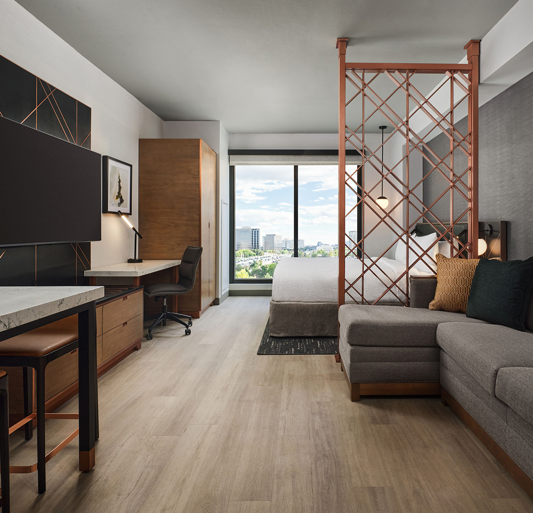a room with a tv and a couch