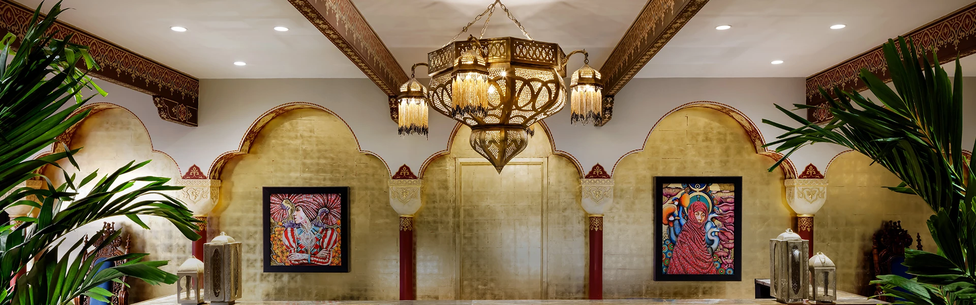 a chandelier from the ceiling