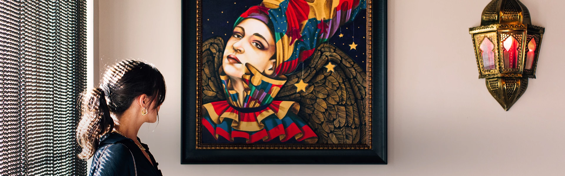 a painting of a woman with wings