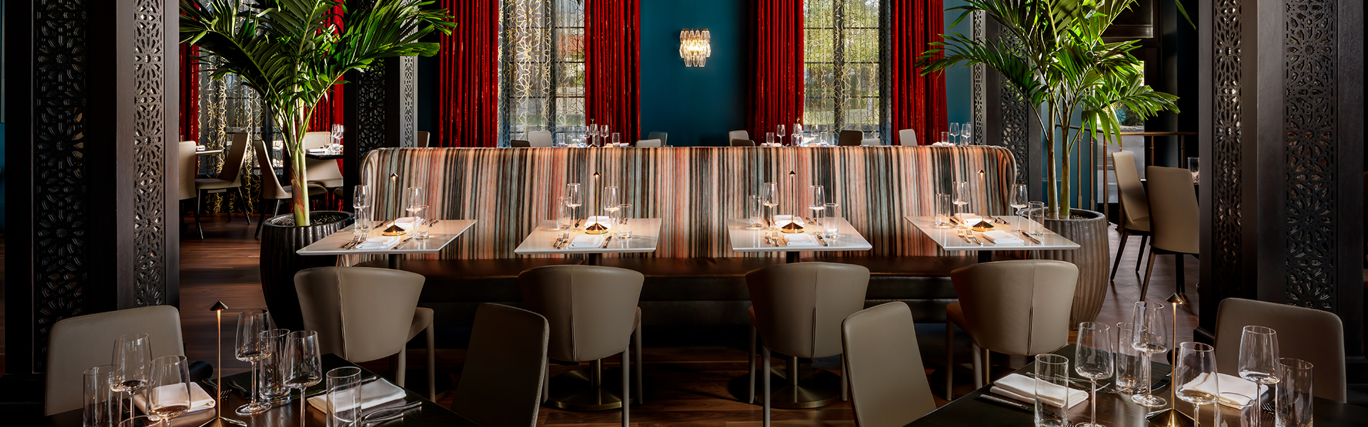 a restaurant with tables and chairs