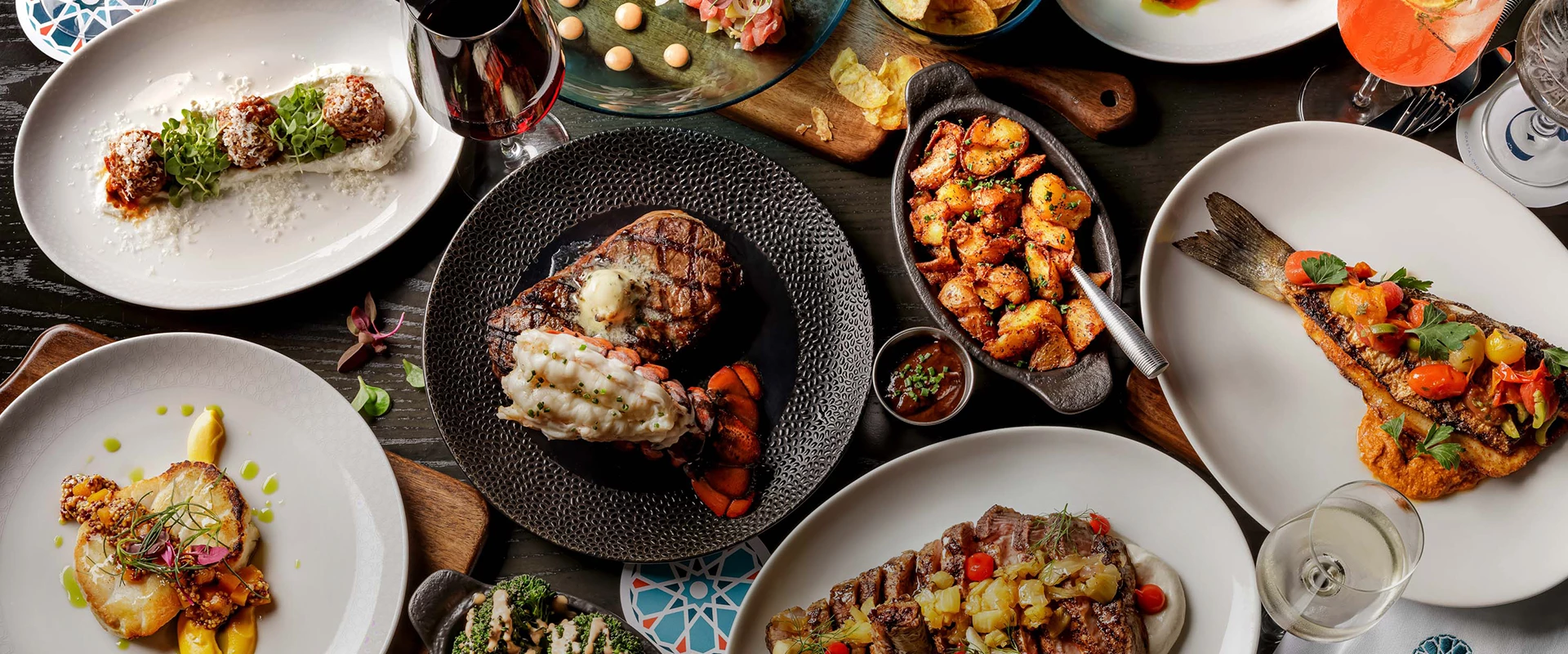 a table with plates of food