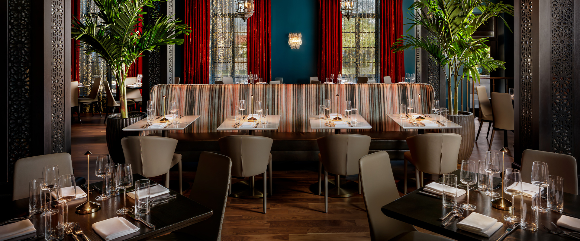 a restaurant with tables and chairs