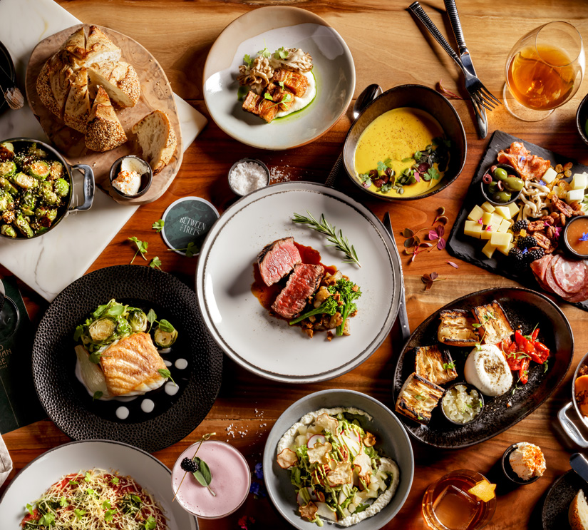 a table full of food