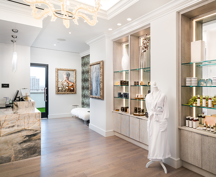 a room with a mannequin and shelves