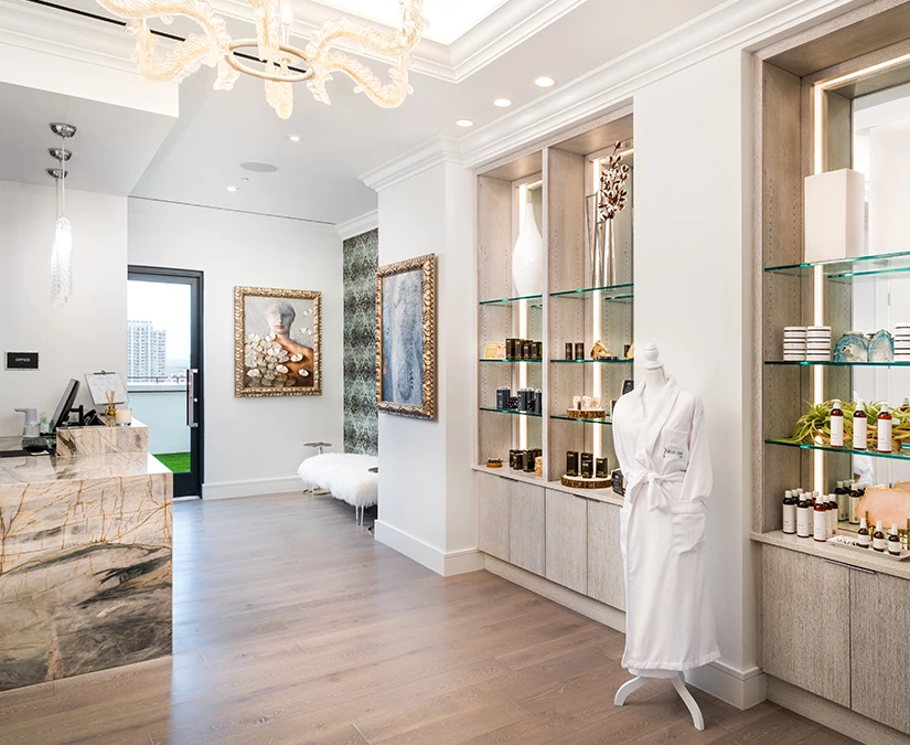a room with a mannequin and shelves