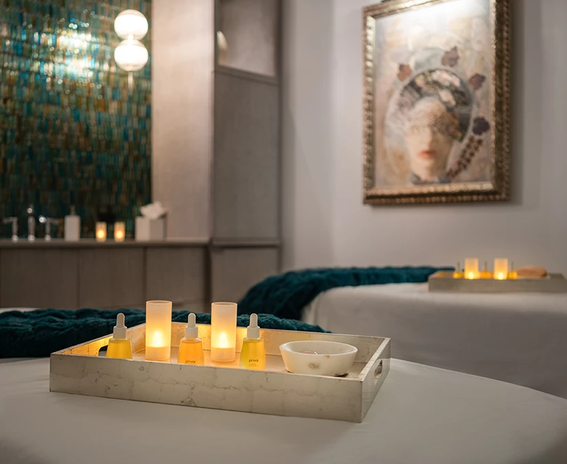 a tray with candles on it