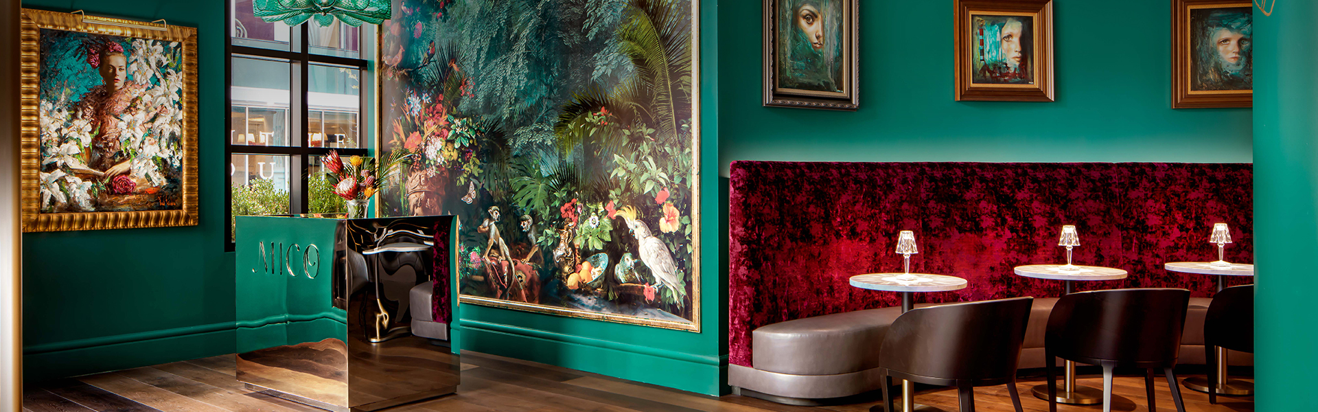 a room with a painting on the wall