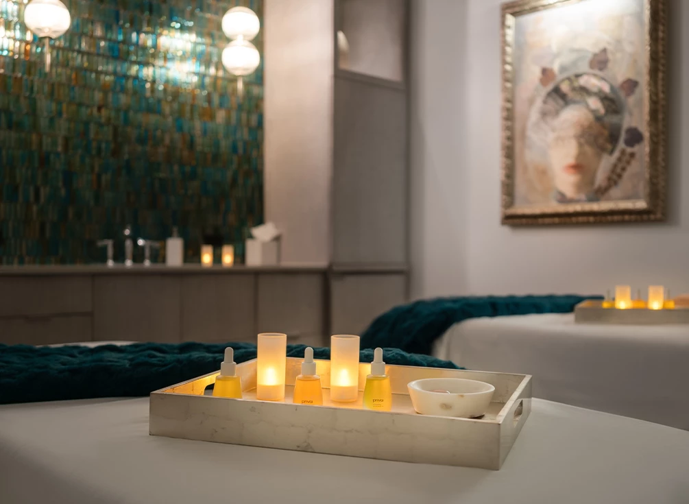a tray with candles on it
