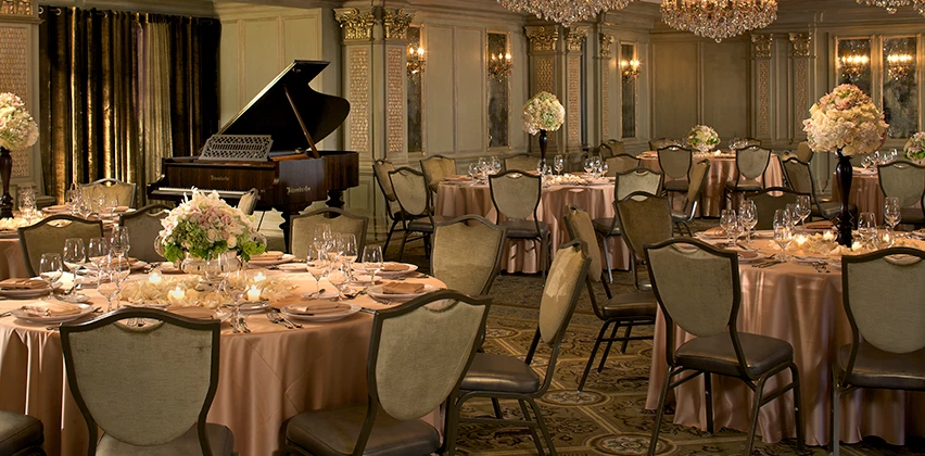 a room with tables and chairs