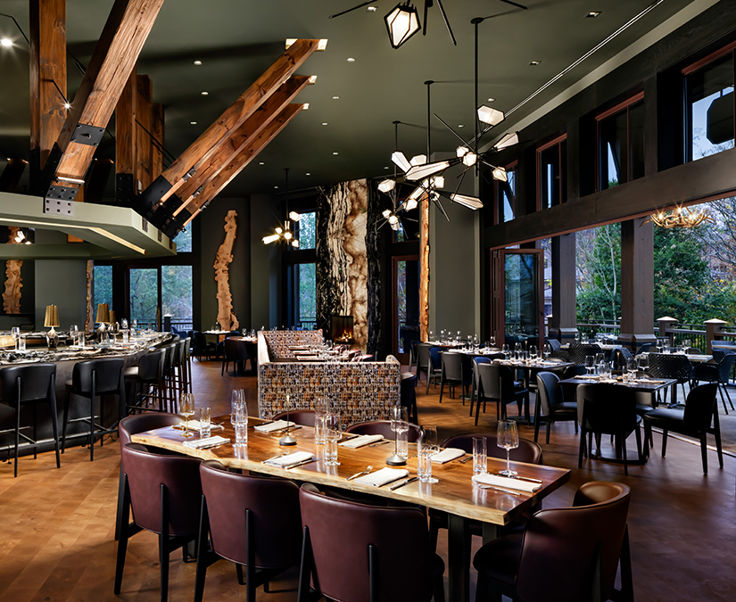 a restaurant with tables and chairs