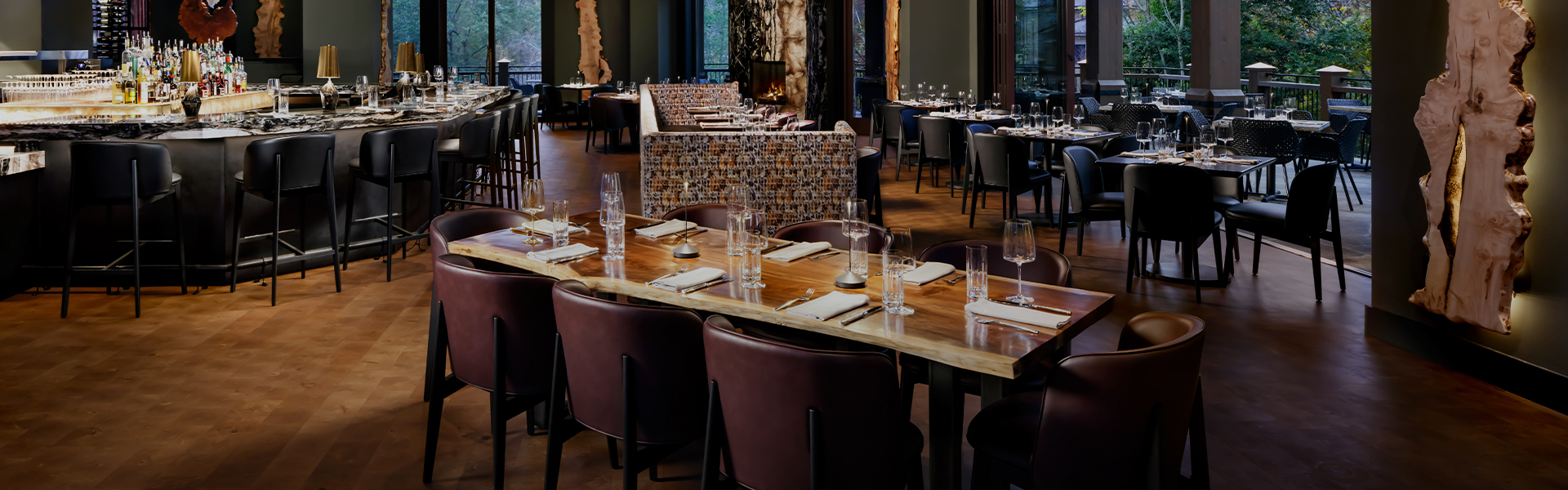 a room with tables and chairs