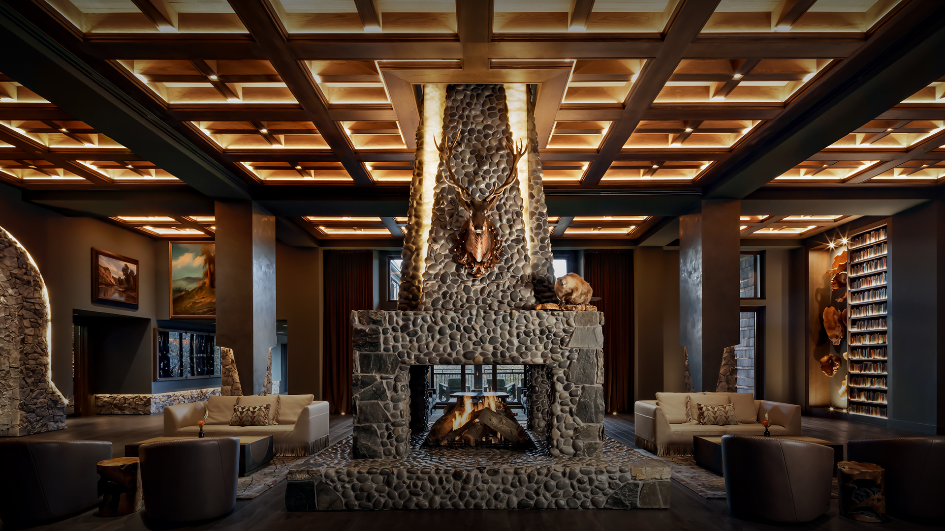 a fireplace in a room