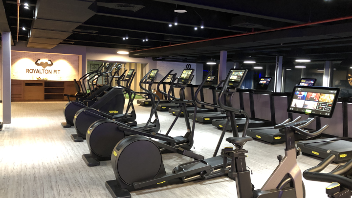 a gym with exercise equipment