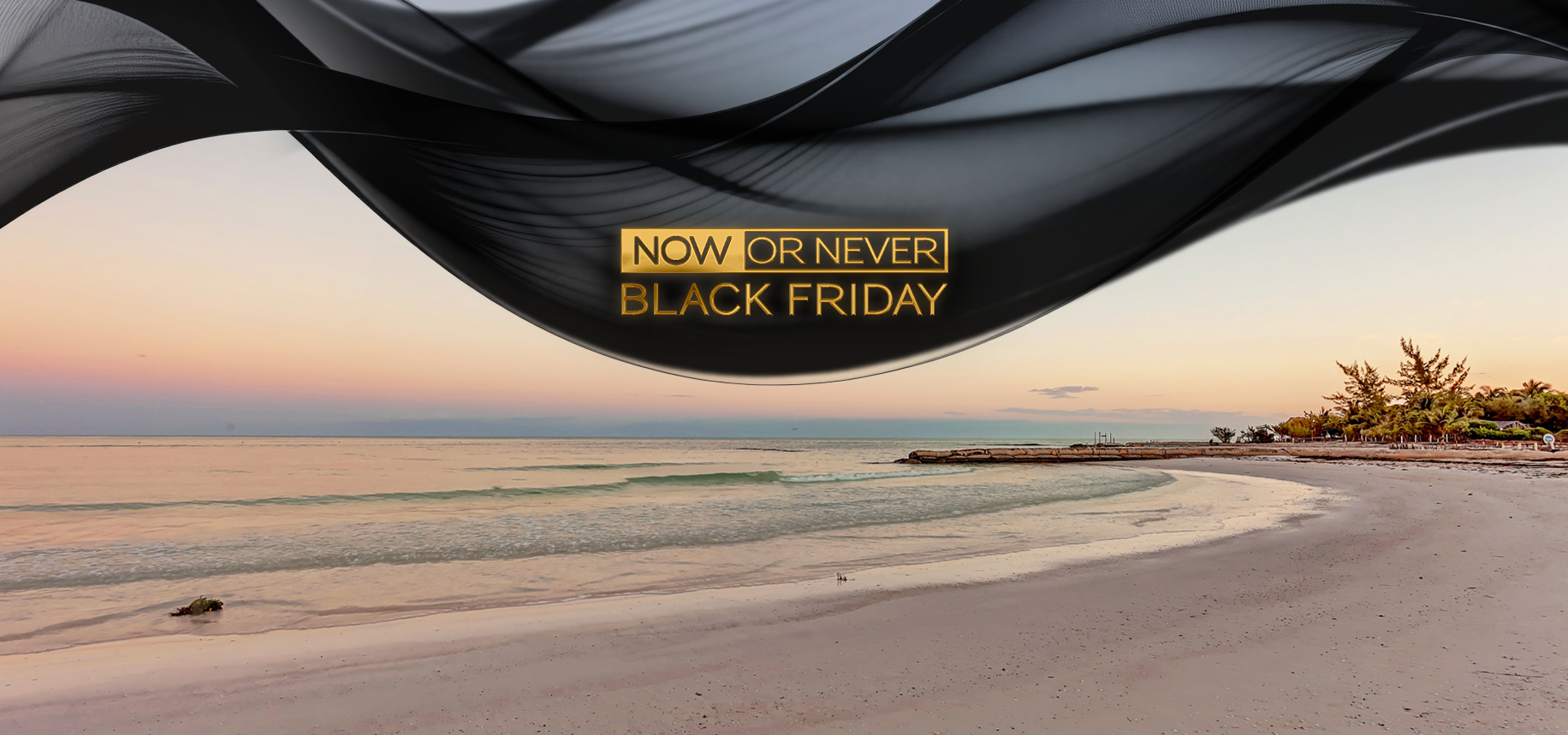 a black fabric over a beach