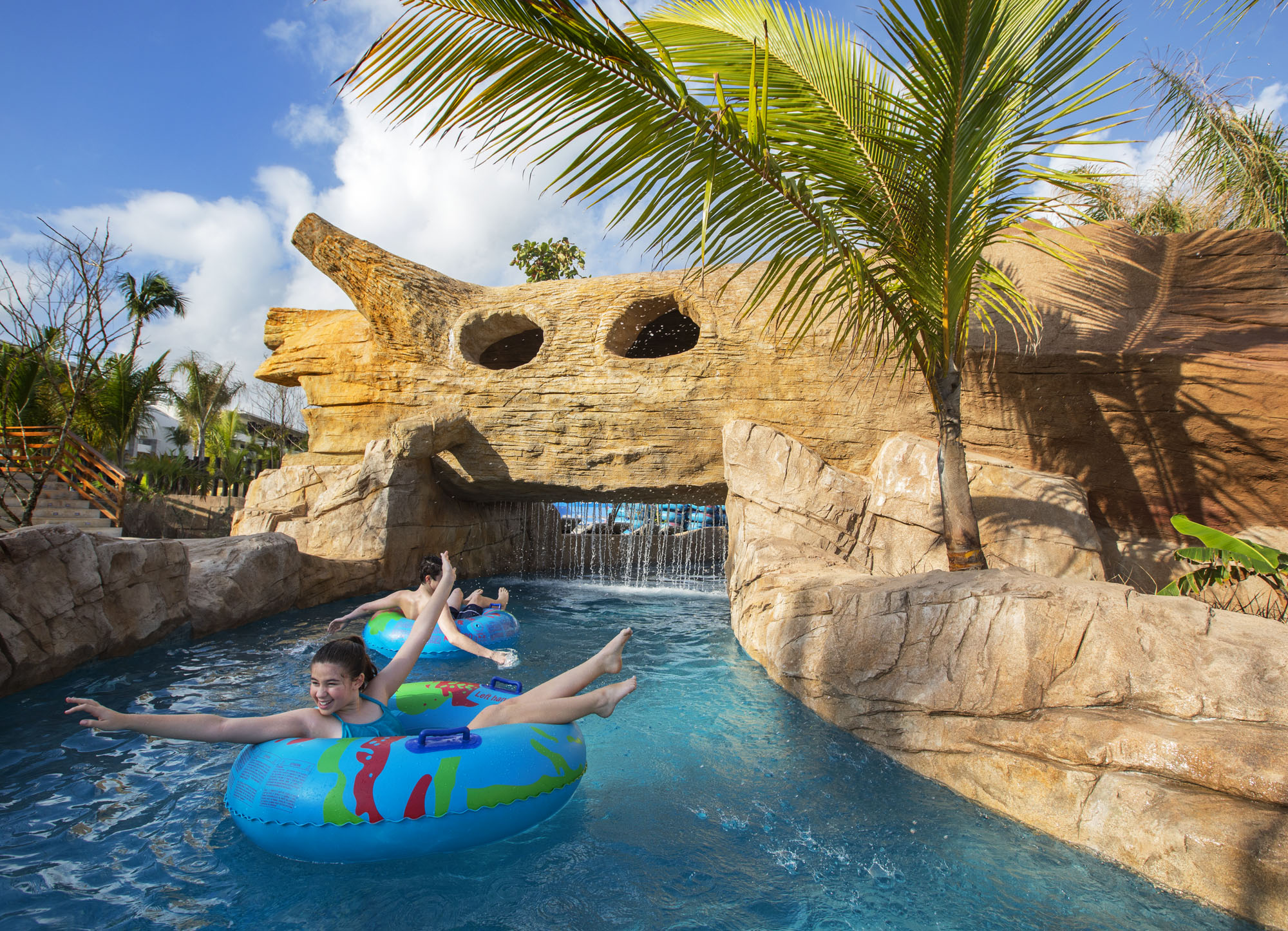 a group of people in a pool