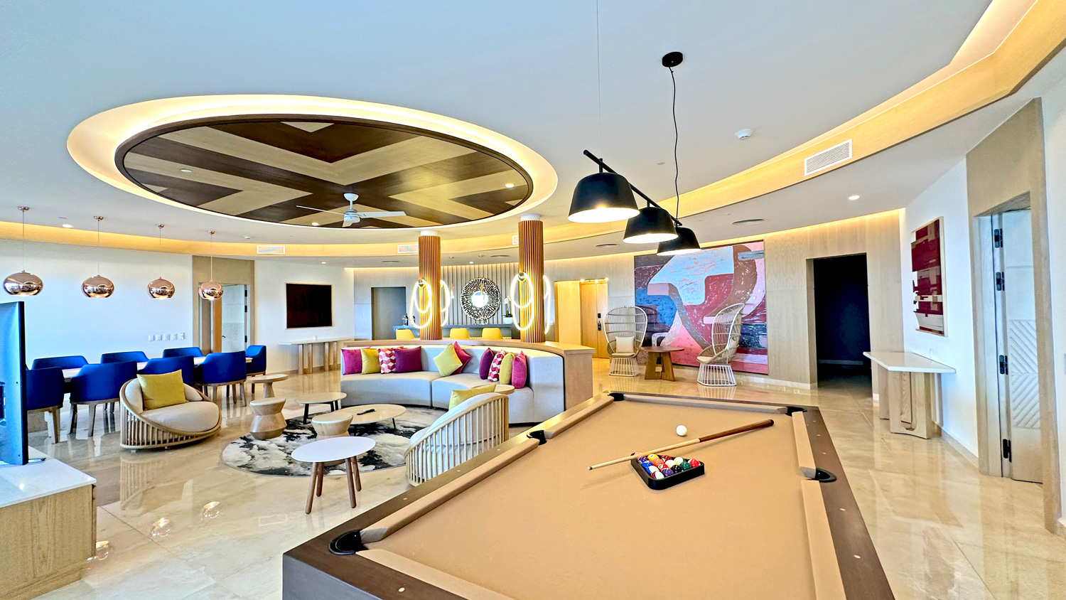 a pool table in a room