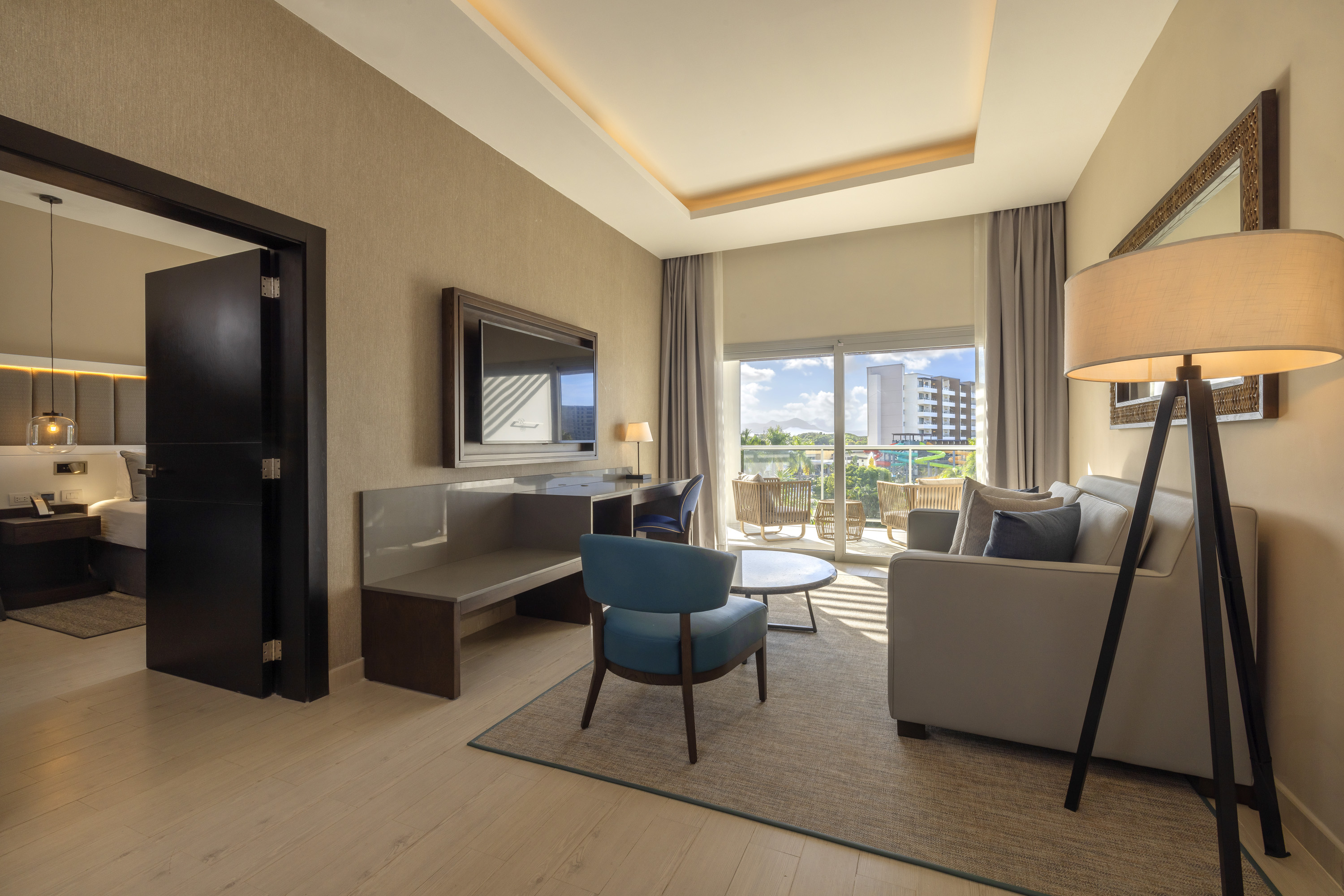 a room with a television and a couch