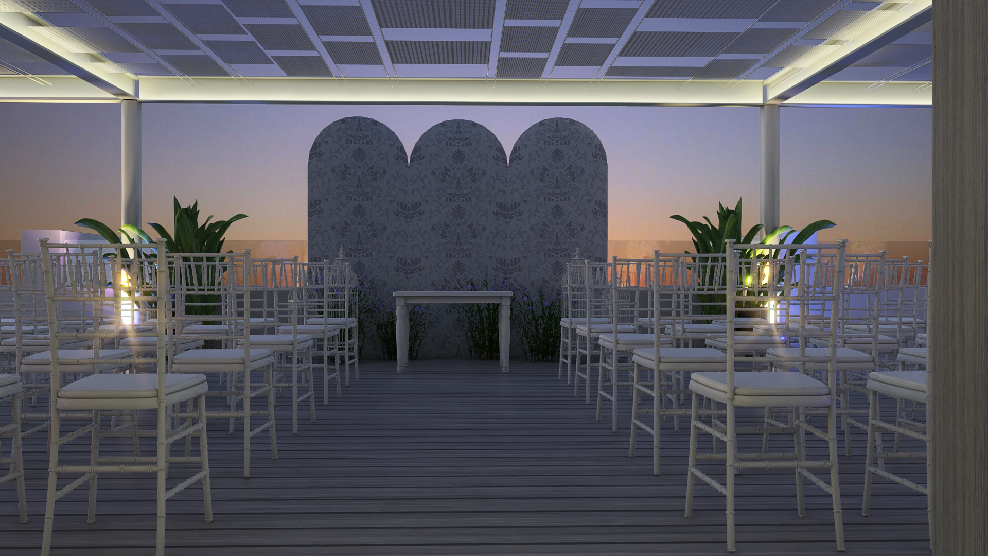 a room with chairs and tables