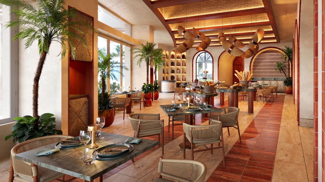 a restaurant with tables and chairs