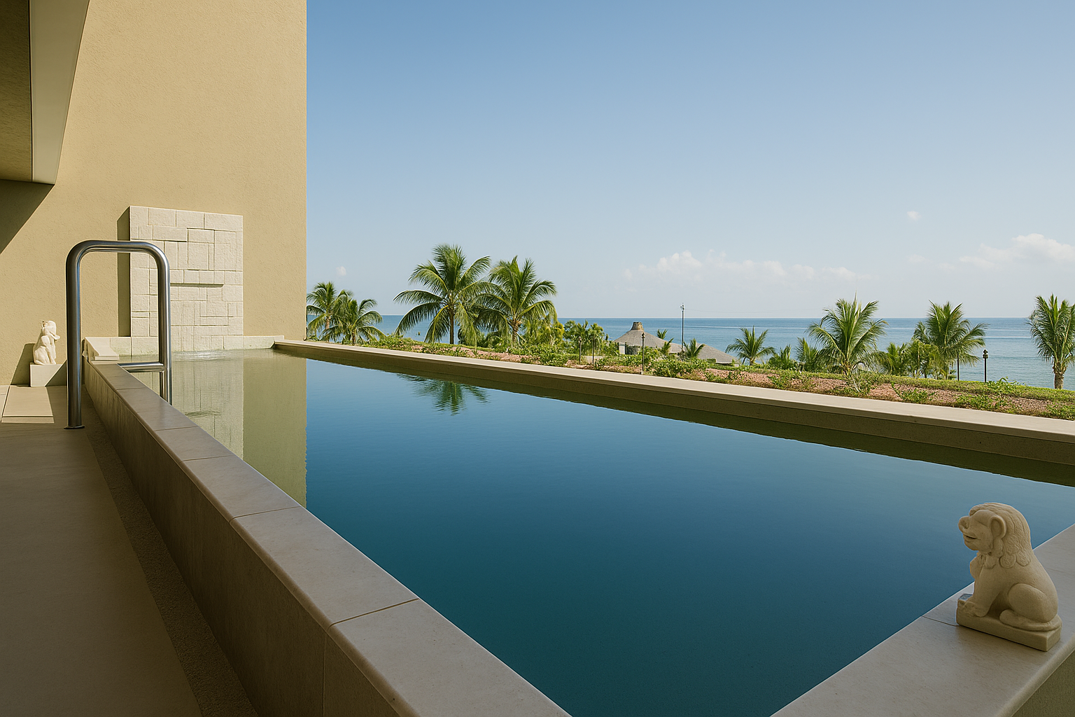 a pool with a view of the ocean