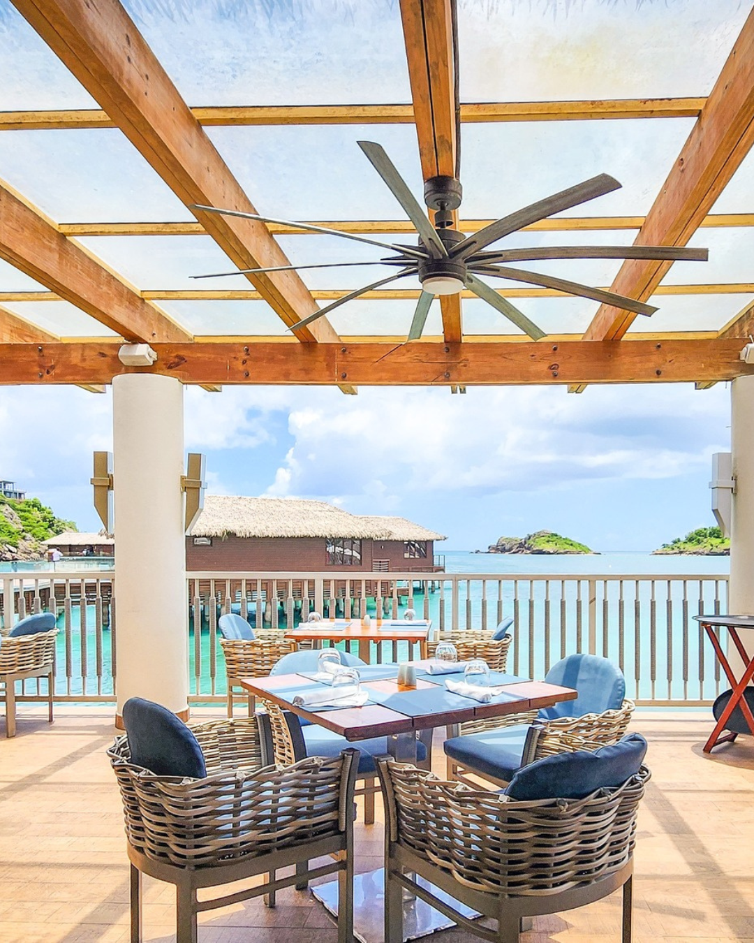 a restaurant with a view of the ocean