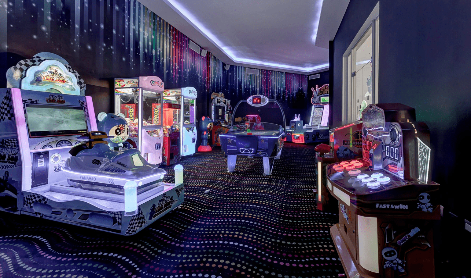 a room with arcade games