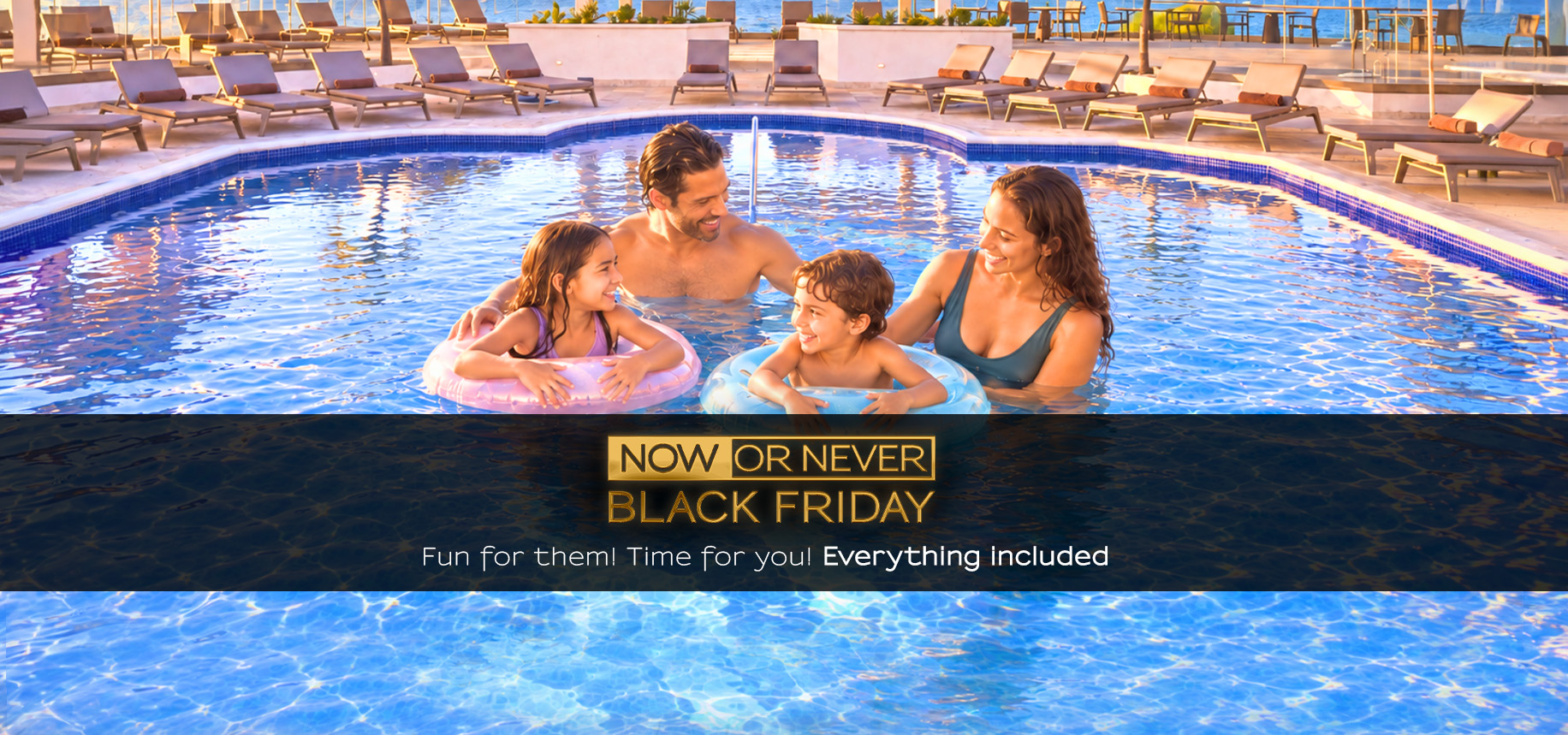a family in a pool