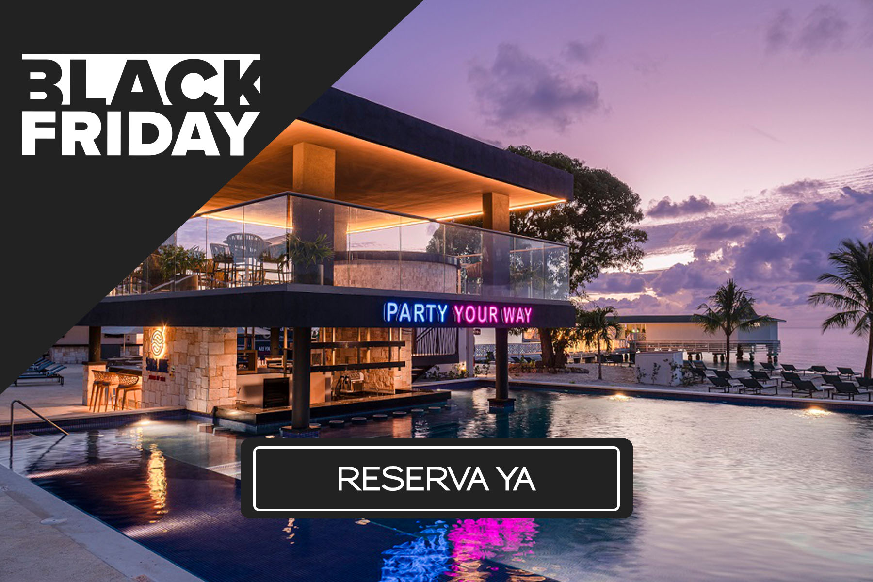 a pool with a building and a bar