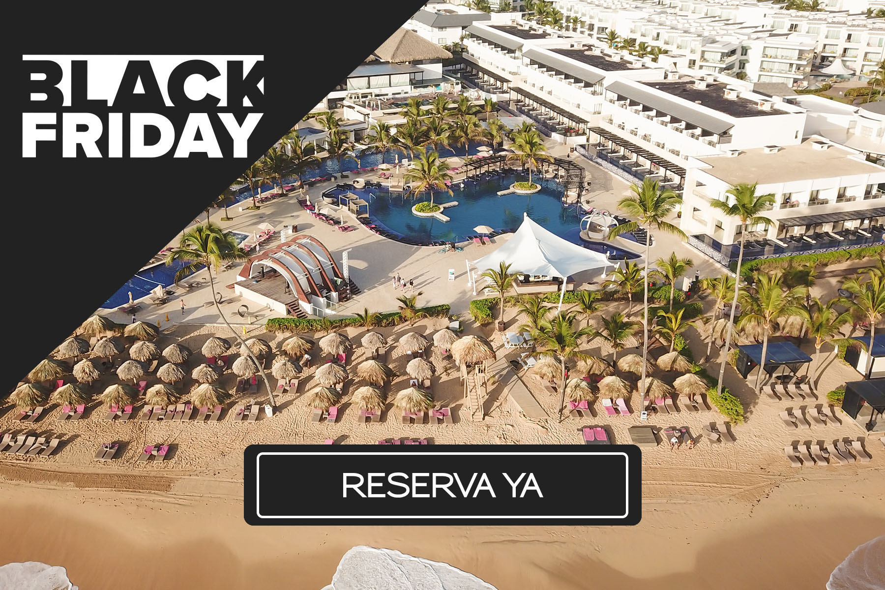 a resort with a pool and umbrellas