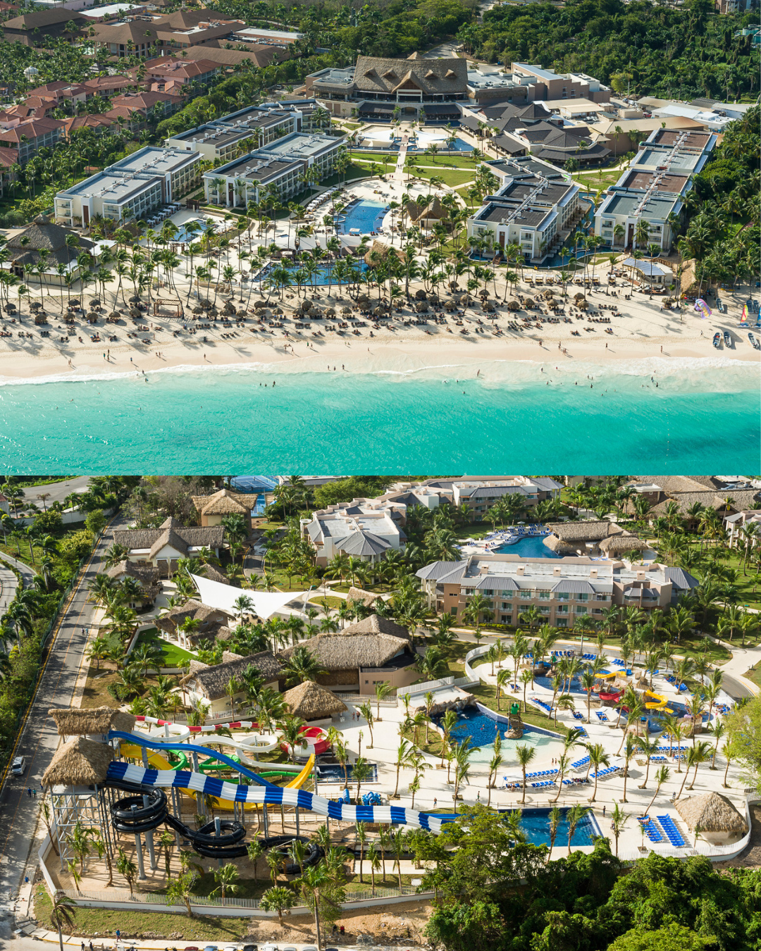 a beach and a resort