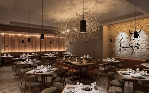 a room with tables and chairs
