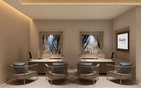 a room with chairs and tables