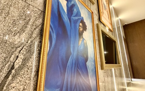 a framed pictures on a wall