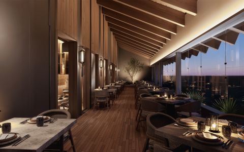 a restaurant with tables and chairs