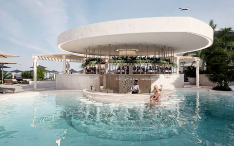 a pool with people in it