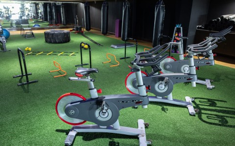 exercise bikes in a gym