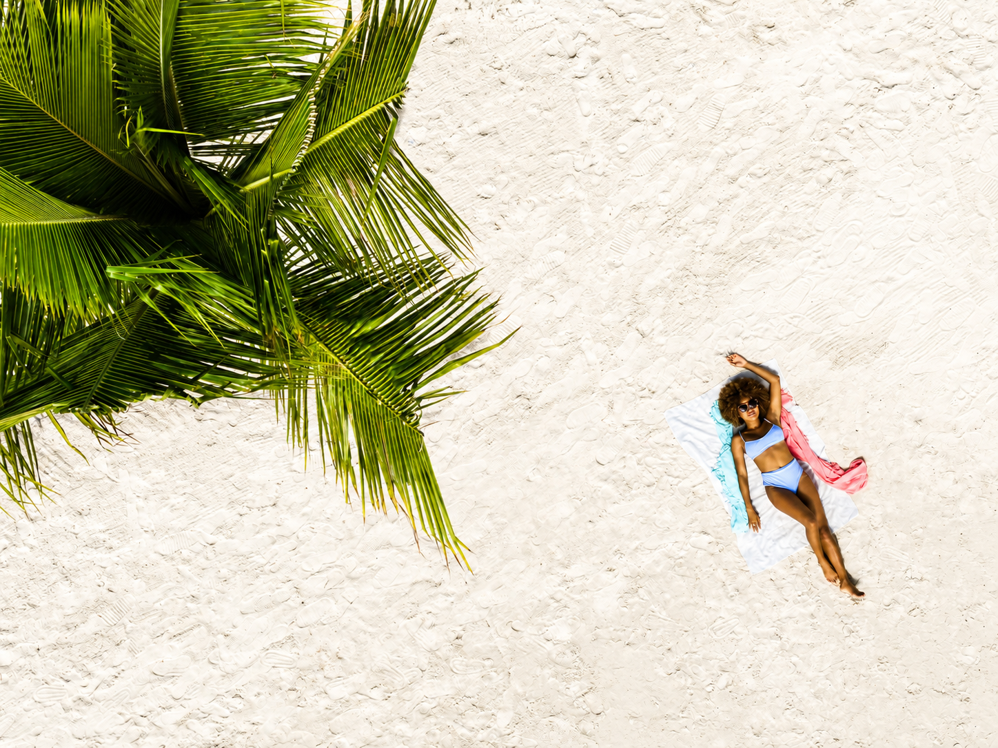 Aerial view of a quiet Caribbean beach in Jamaica