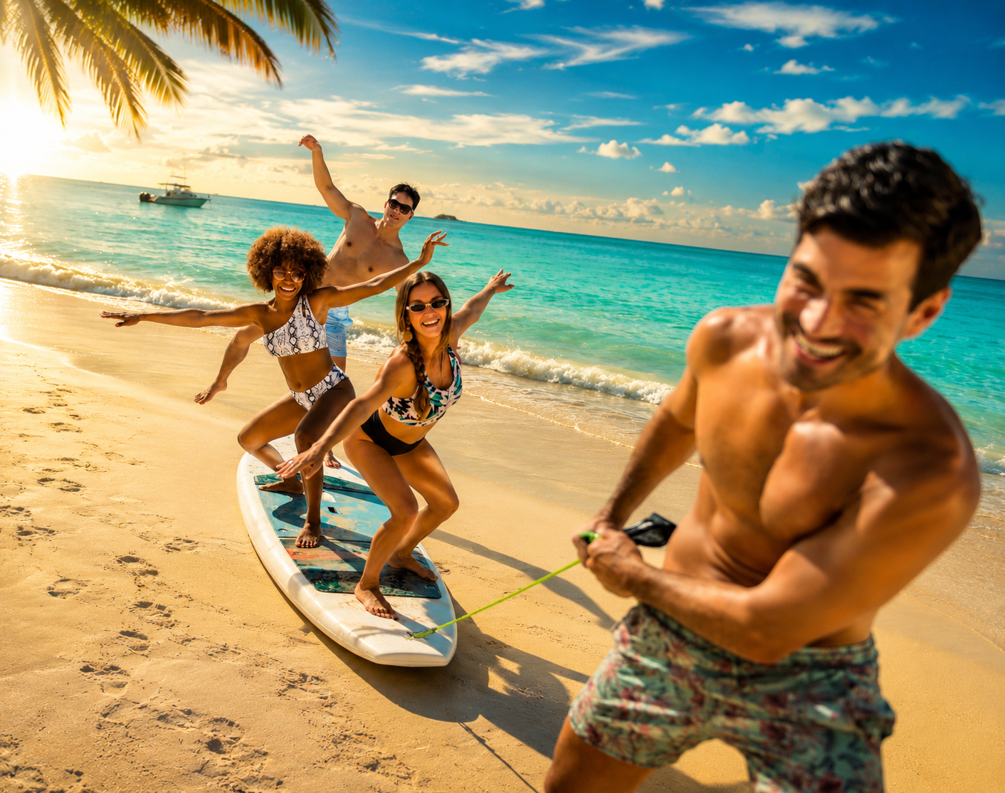 Adults playing on the beach