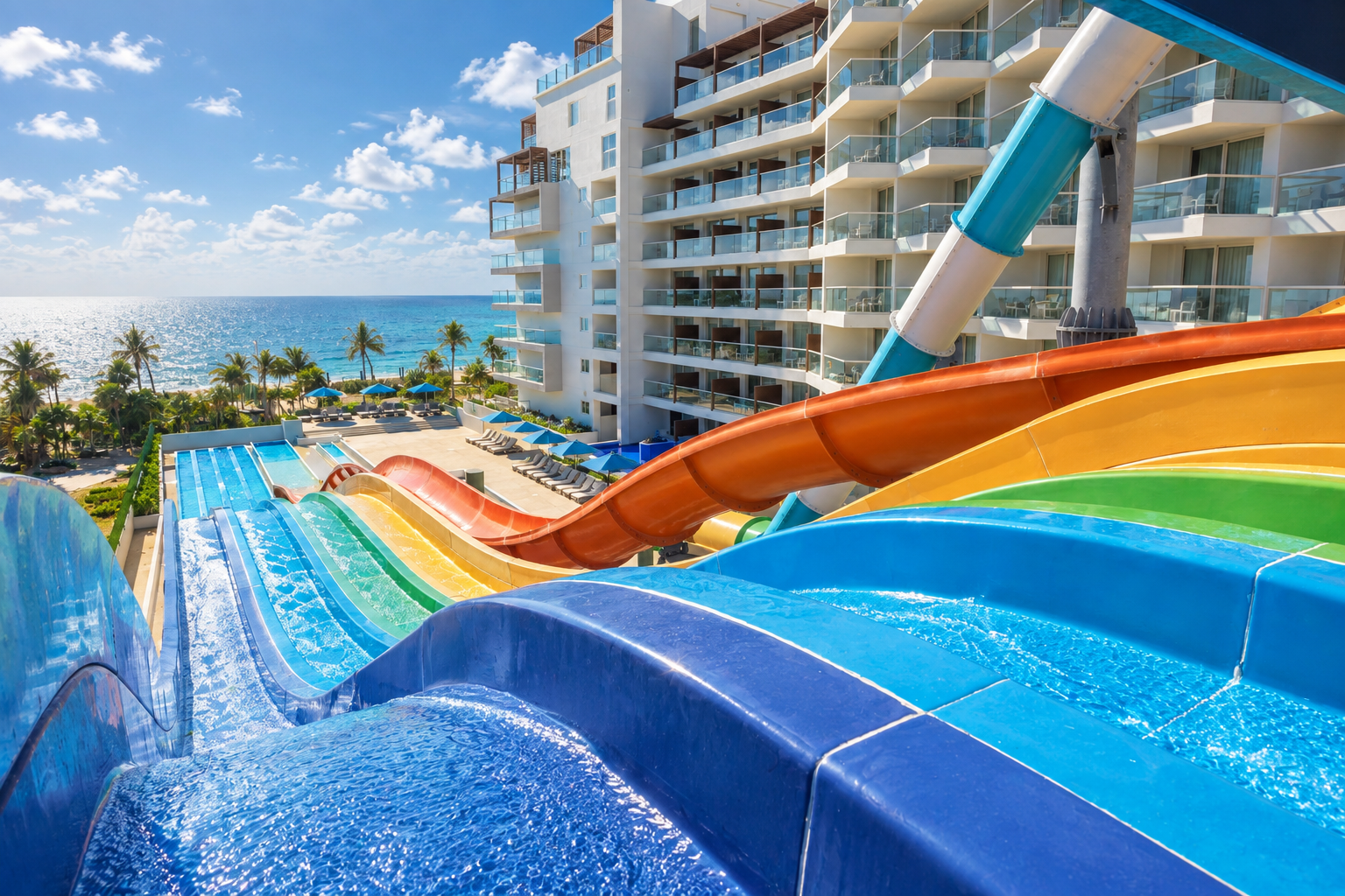 a water slide in a resort
