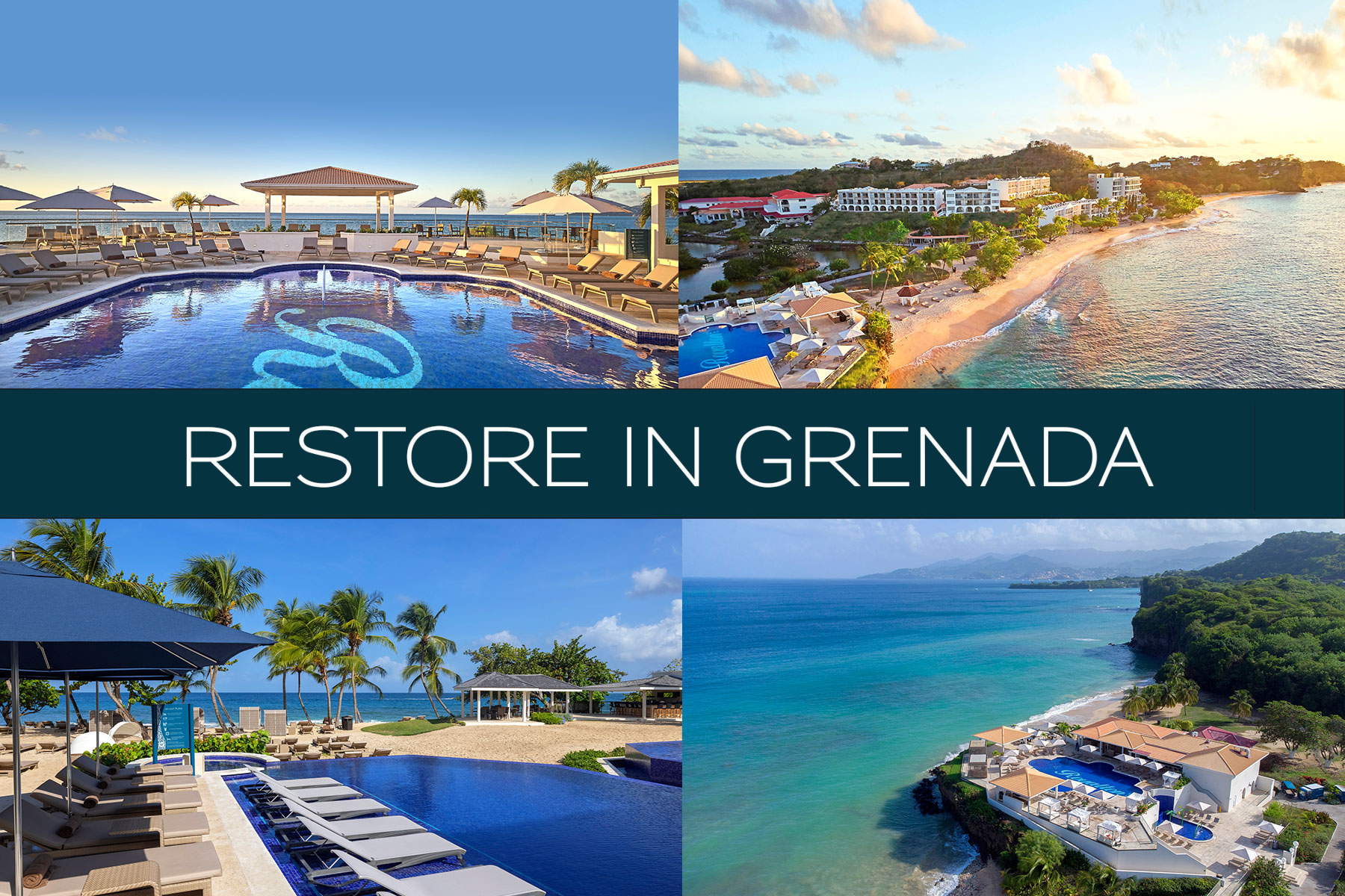 a collage of a beach resort