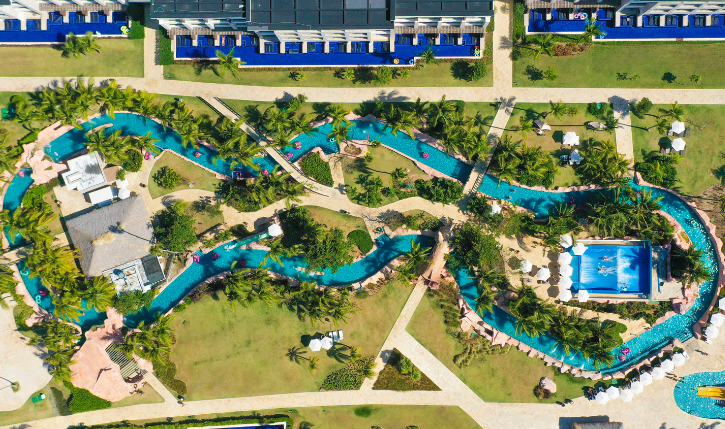a water slide in a resort