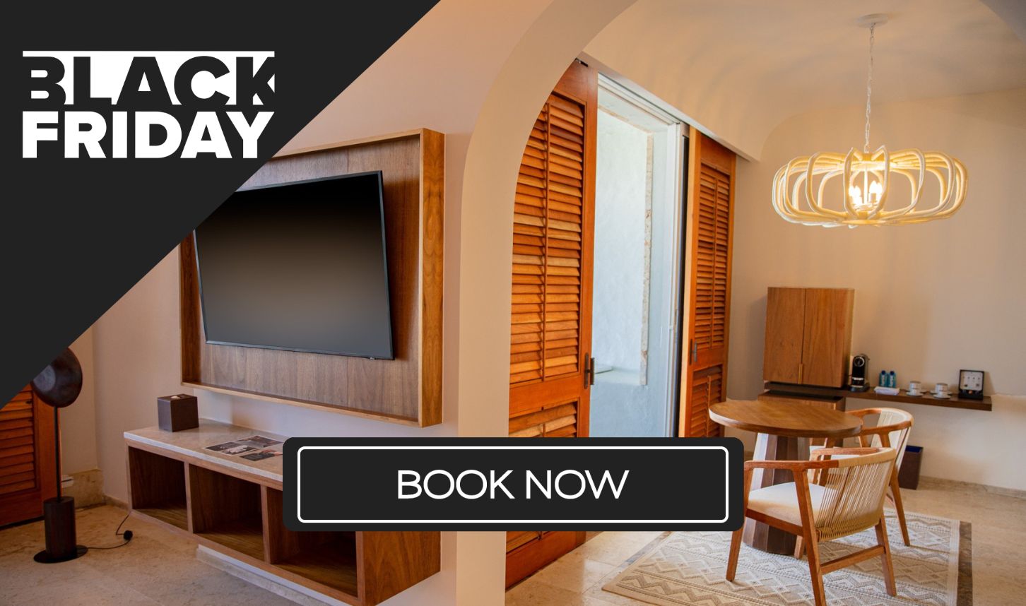 a room with a tv and a table