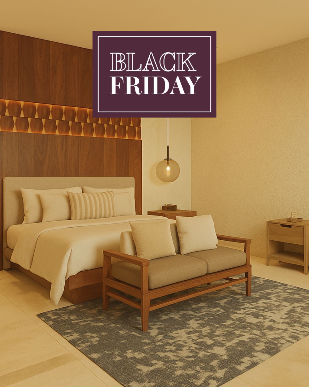 a bed and a chair in a room