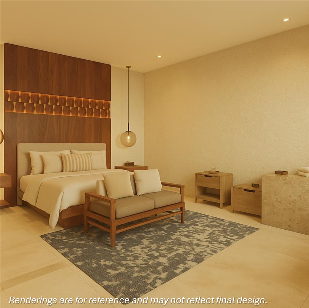 a bedroom with a bed and a chair