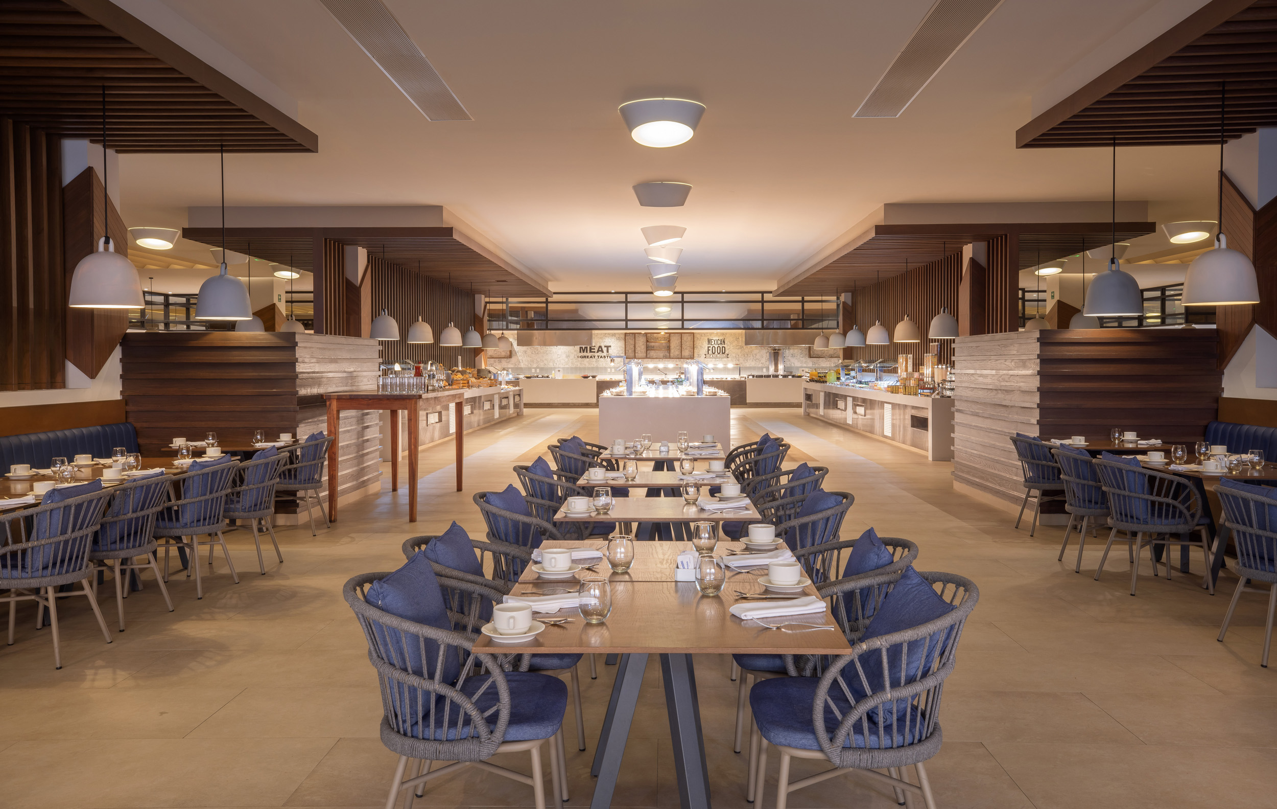 a restaurant with tables and chairs