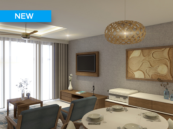 a room with a tv and a table