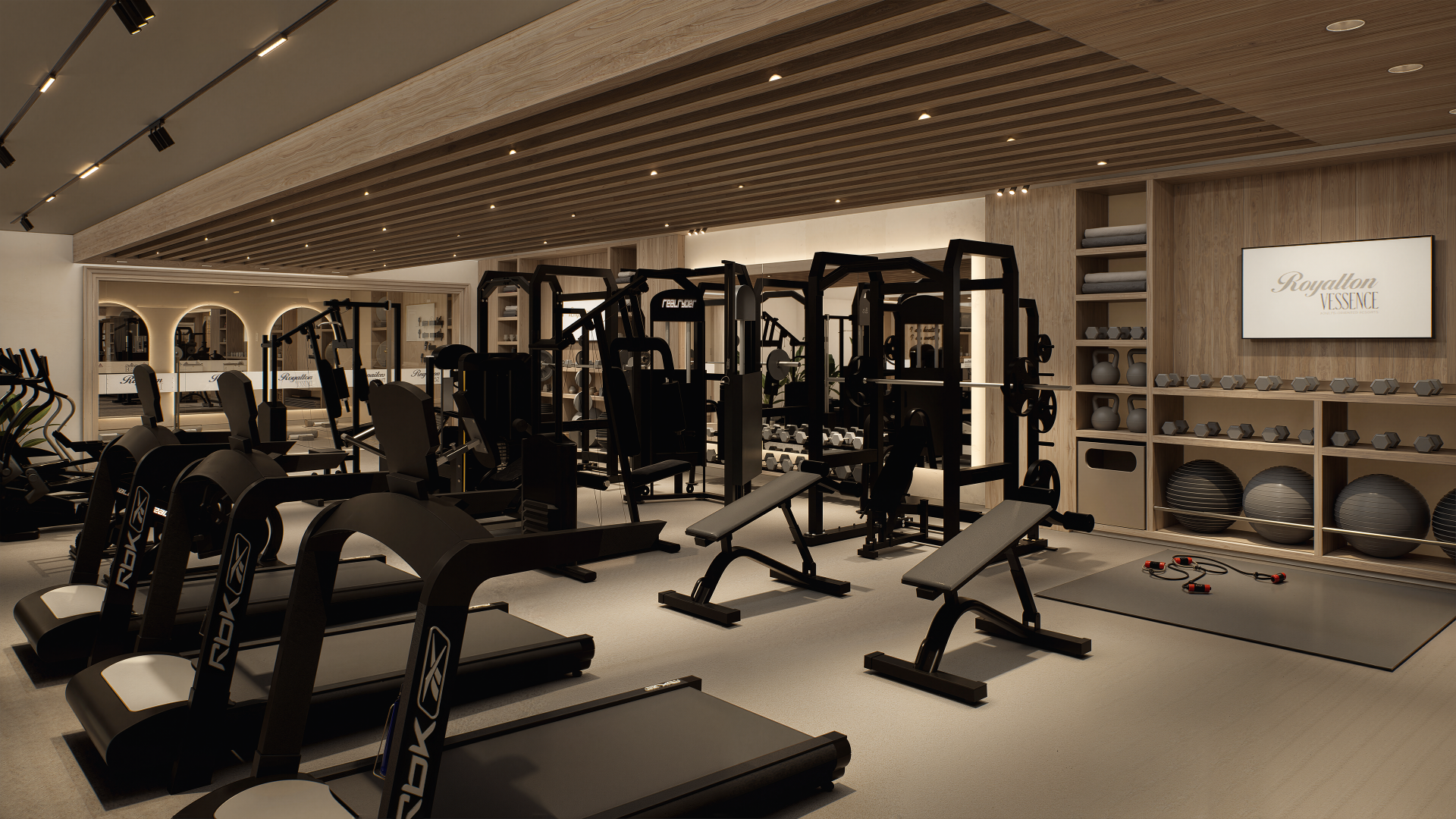 a gym with exercise equipment