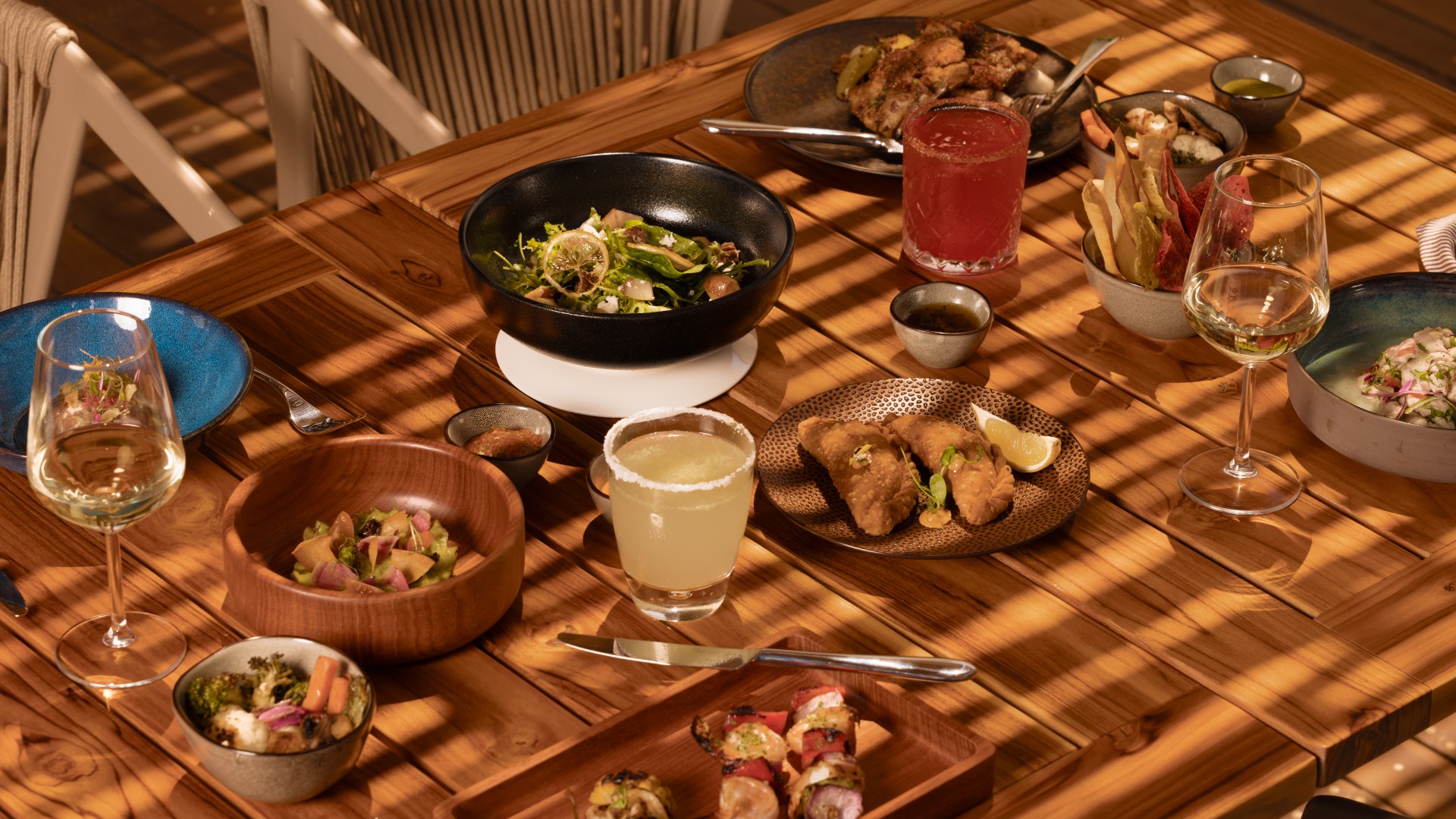 a table with food on it