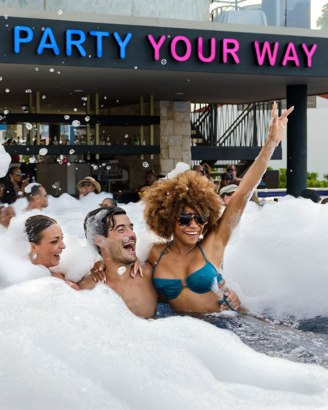 a group of people in a jacuzzi
