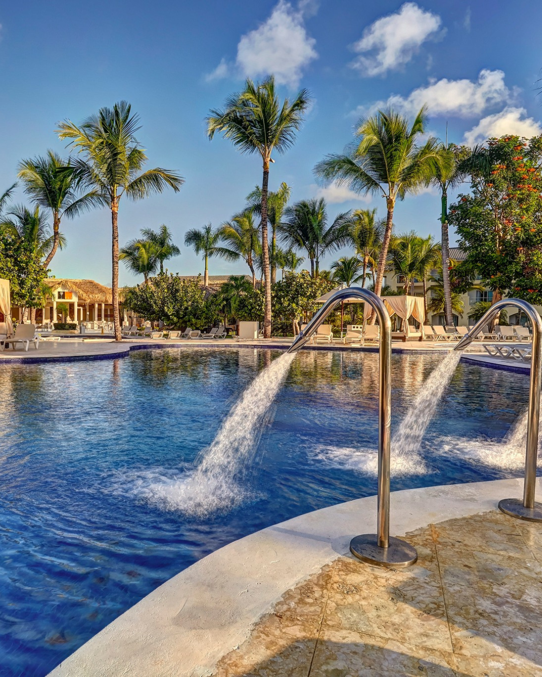a pool with water coming out of it